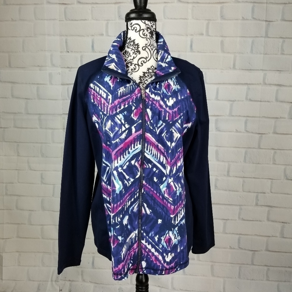 Chaps sz xl stretch long sleeve geo print jacket